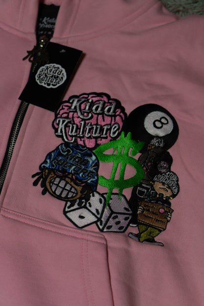 PATCHED ZIP UP JACKET (PINK)