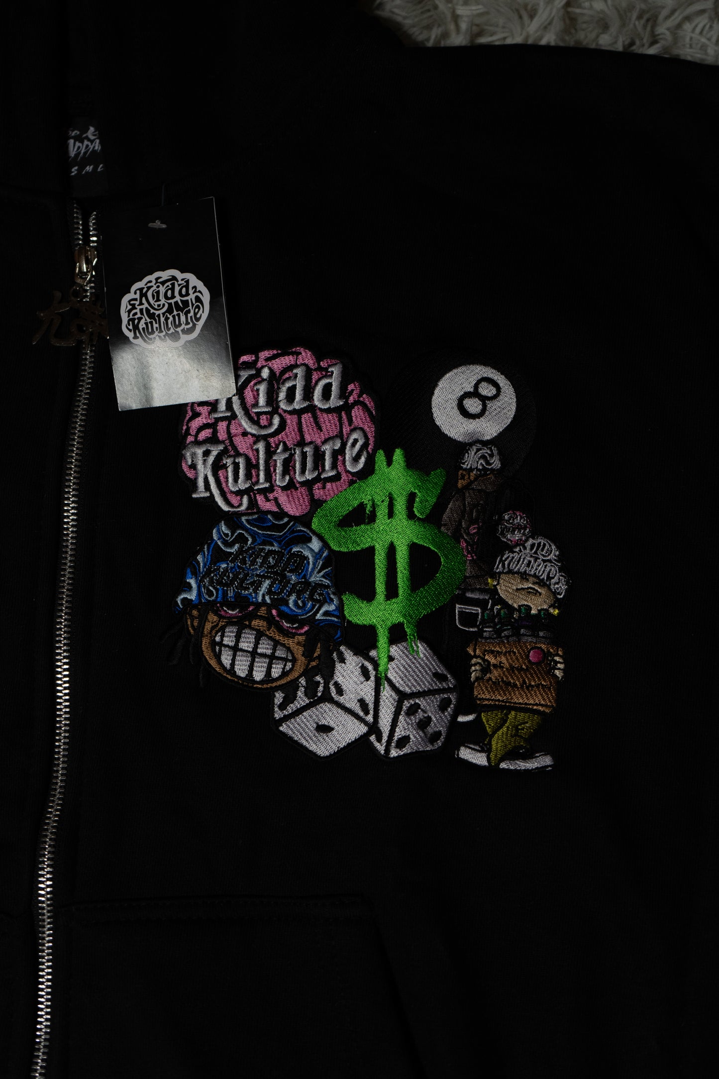 PATCHED ZIP UP JACKET (BLACK)
