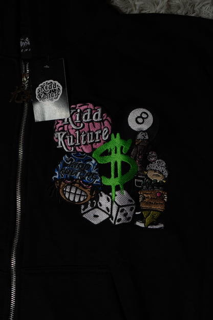 PATCHED ZIP UP JACKET (BLACK)