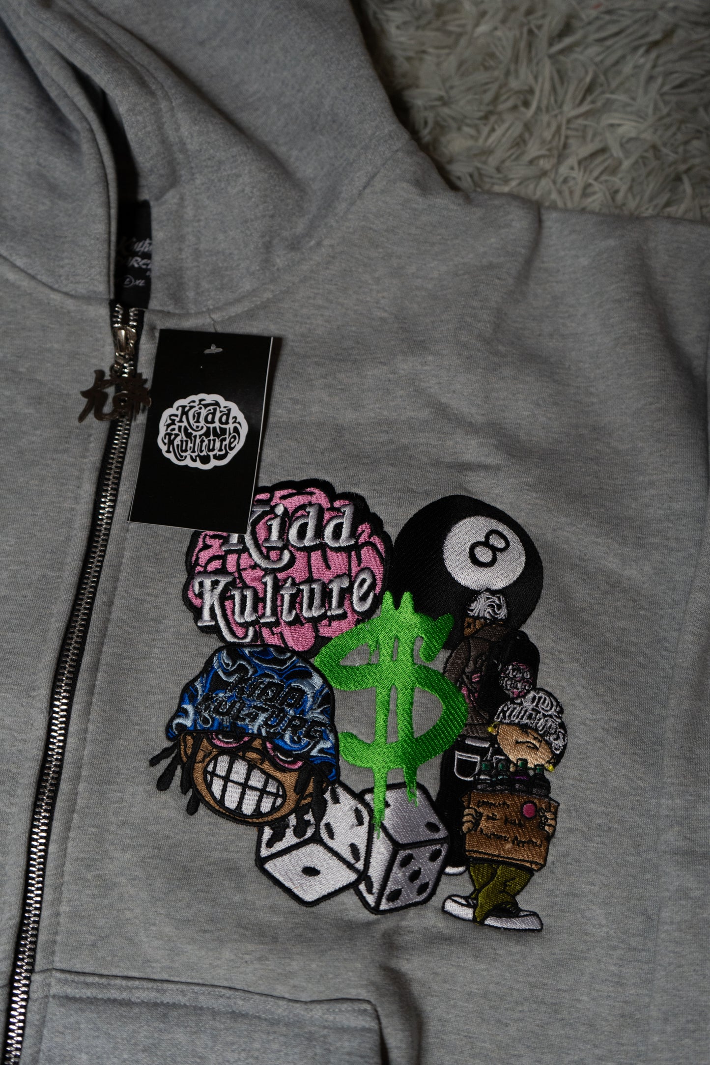 PATCHED ZIP UP JACKET (GREY)