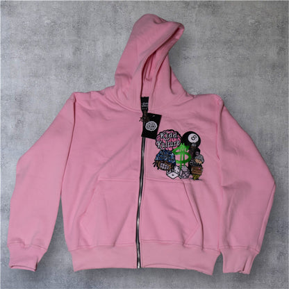 PATCHED ZIP UP JACKET (PINK)