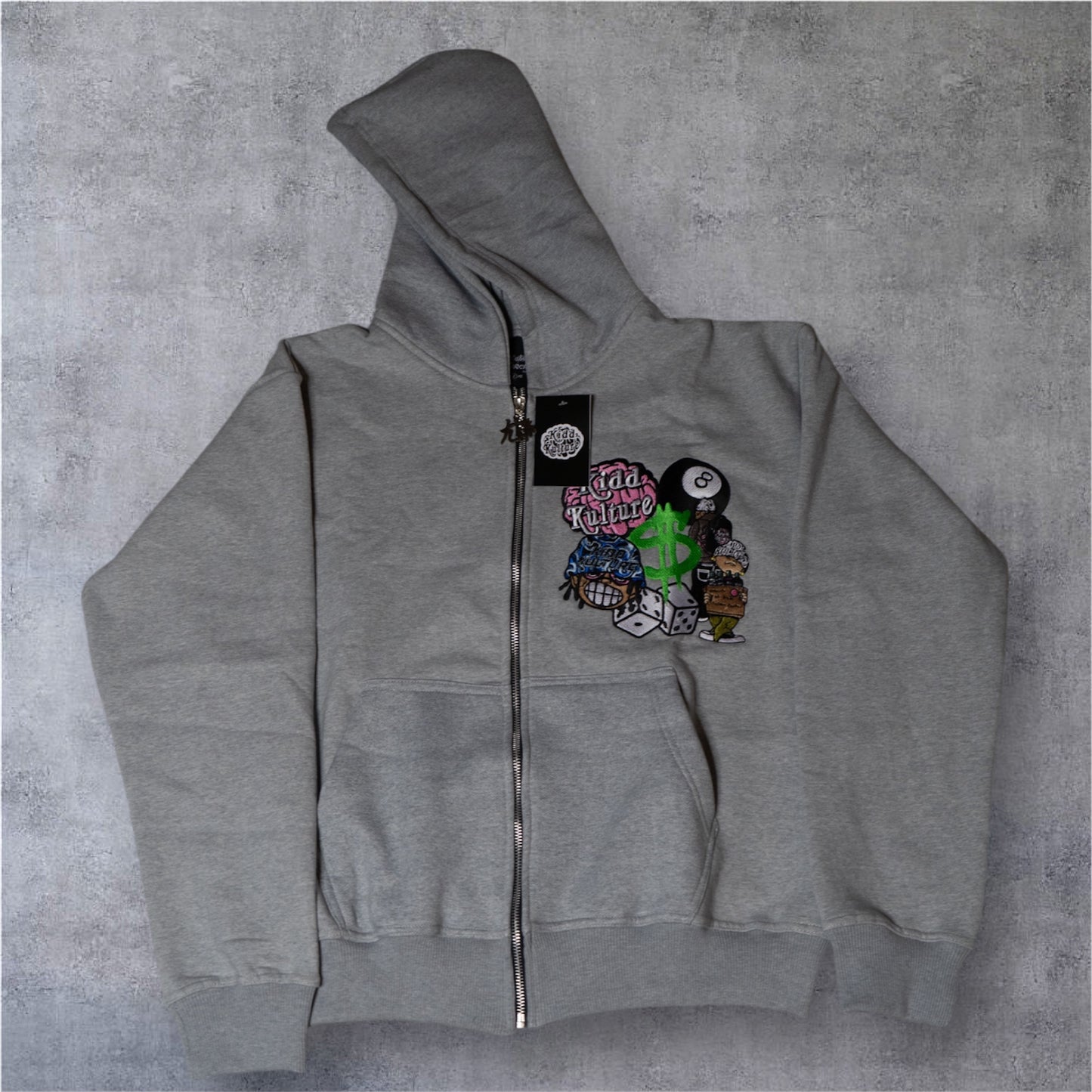 PATCHED ZIP UP JACKET (GREY)