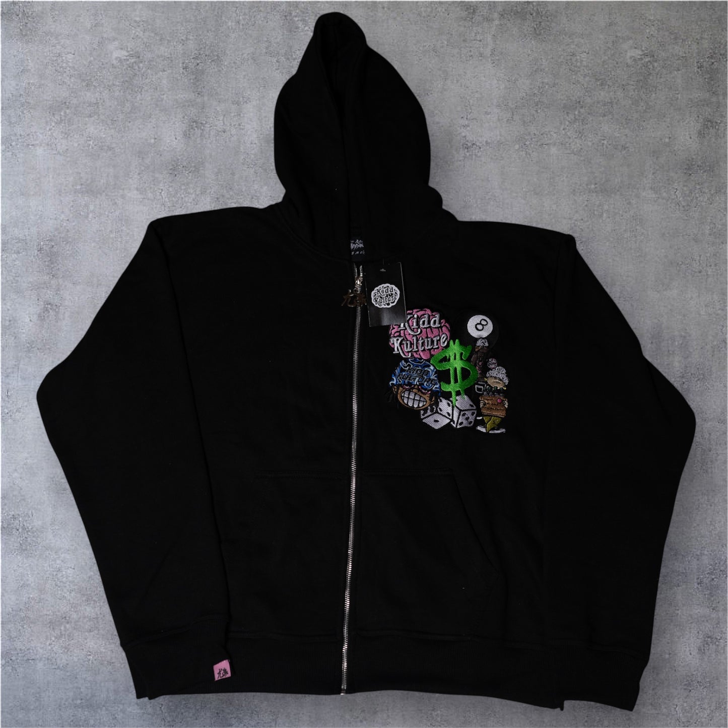 PATCHED ZIP UP JACKET (BLACK)